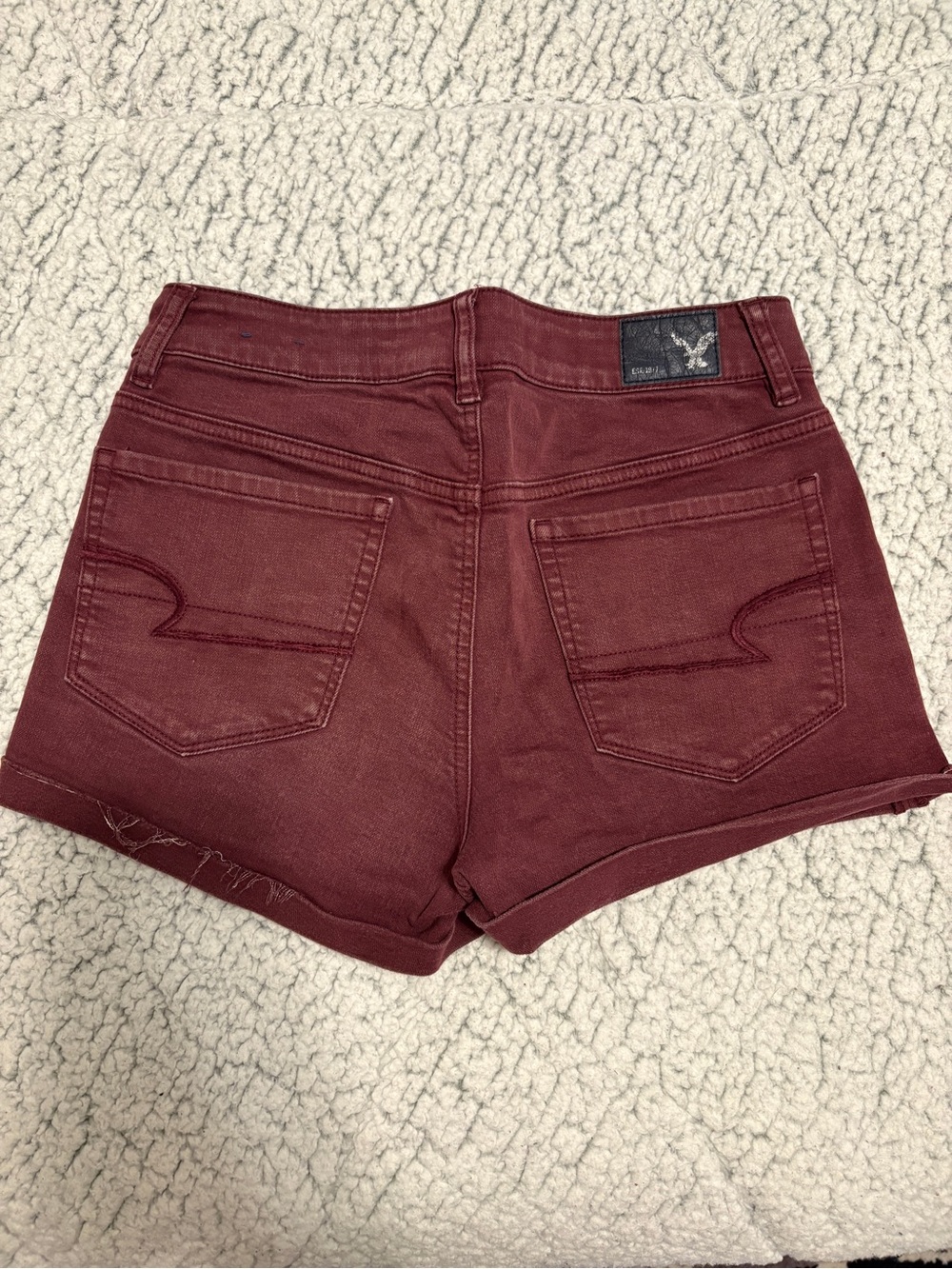 American Eagle Outfitters Wine-Colored High-Rise Denim Shorts - Women's